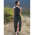 Load image into Gallery viewer, [Daiseiryuu 4 Series] ★Chinese-style dress★ Tie-dyed dress, slimming, Chinese clothing, slit, green
