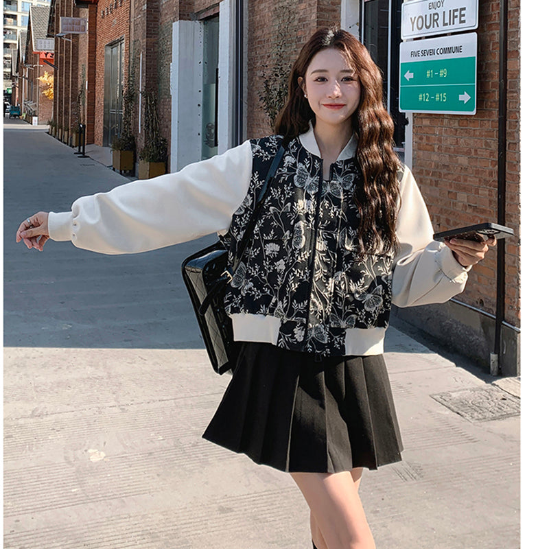 [XIAOMIFENG Series] ★China style outerwear★ Jacket, floral pattern, stadium jacket, switching, casual, stylish