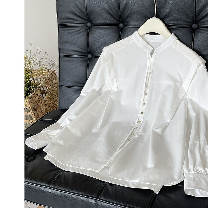 [Tachibana Series]★Shirt★ Tops, long sleeve shirts, women's, improves temperament, simple, white, easy to match