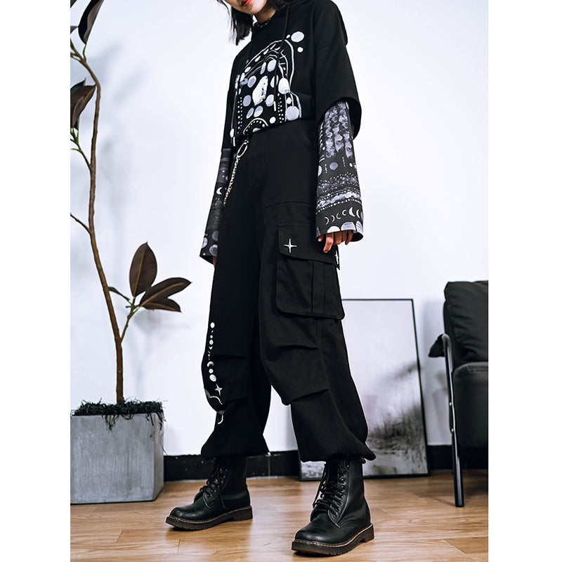 [Kokaisha---Butterfly Gin Series] Chinese-style trousers, bottoms, gaucho pants, original, slimming, switching, floral pattern