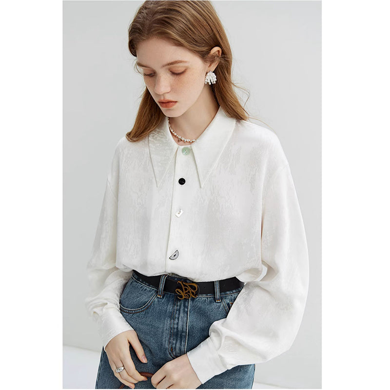 [HUAQILAN Series]★Shirt★ Tops, Long Sleeve Shirts, Women's Chinese Clothes, Improves Temperament, White, White