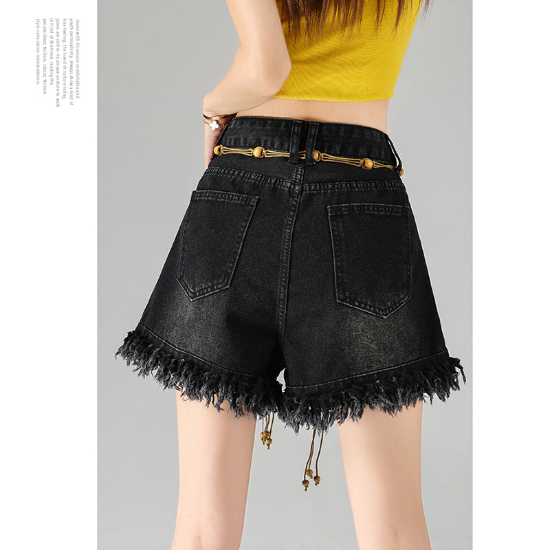 [Flower Series] ★Shorts★ Shorts Pants Denim 2color Easy to match Summer SML Blue Black