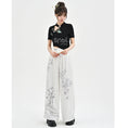 Load image into Gallery viewer, [Kokaisha---Butterfly Gin Series] Chinese-style trousers, bottoms, gaucho pants, original, slimming, switching, floral pattern
