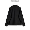 將圖片載入到圖庫檢視器中， 【MSHI CLUB系列】★中國風上衣★襯衫字母圖案切換長袖襯衫黑色黑色
