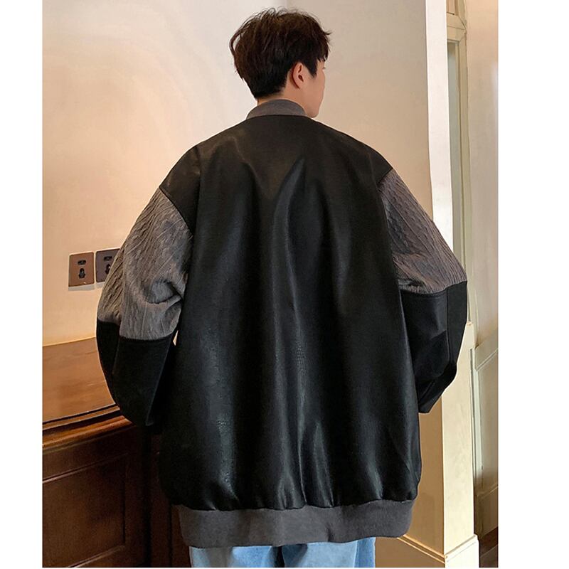 [YHX Series]★Jacket★ 3color Outer PU Switching Unisex Men's Large Size Black Gray Coffee Color