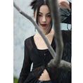 Load image into Gallery viewer, [Daiseiryuu 4 Series] ★Chinese-style top★ V-neck, sheer, long-sleeved shirt, sun protection, Chinese clothing, sexy, black
