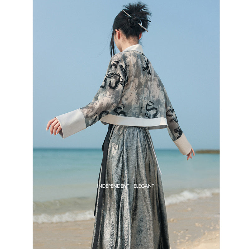 [Daiseiryuu 4 Series] ★Chinese-style tops★ Outerwear, shirts, long-sleeved shirts, sun protection, Chinese clothing, gray