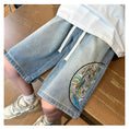 Load image into Gallery viewer, [WRZB Series] ★Chinese-style pants★ 2 colors, embroidered shorts, short pants, bottoms, unisex, men's, large size, denim
