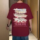 [TBP Series]★T-shirt★ 5color Tops Short Sleeve Unisex Men's Large Size Cotton Snowy Mountain Print