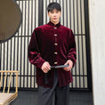 Load image into Gallery viewer, [Illustrated series] ★China style shirt★ 2color long sleeve shirt tops velvet unisex men's black wine red
