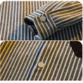 Load image into Gallery viewer, [HPCP Series]★Shirt★ 3color Tops Long Sleeve Shirt Unisex Men's Vertical Striped Striped Pattern Black Khaki Brown Green
