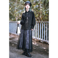 Load image into Gallery viewer, [Kokaisha --- Chichiku Series] ★China style skirt★ Bottoms velvet black black switching floral pattern
