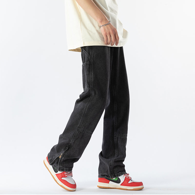 [V37 Series]★Pants★ 2color Denim Pants Bottoms Unisex Men's Simple Black Blue