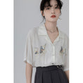 Load image into Gallery viewer, [HUAYUXIN Series] ★Tops★ 2color Shirt Short Sleeve Embroidery Women's Temperament Enhancement Chiffon Black White
