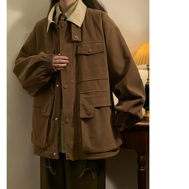 [SENSU Series]★Jacket★ 3color outerwear unisex men's corduroy green beige coffee color