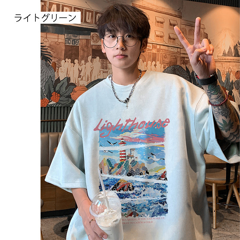 【PPGシリーズ】★Tシャツ★ 5color トップス 半袖 男女兼用 メンズ 大きいサイズ スエード 油絵風