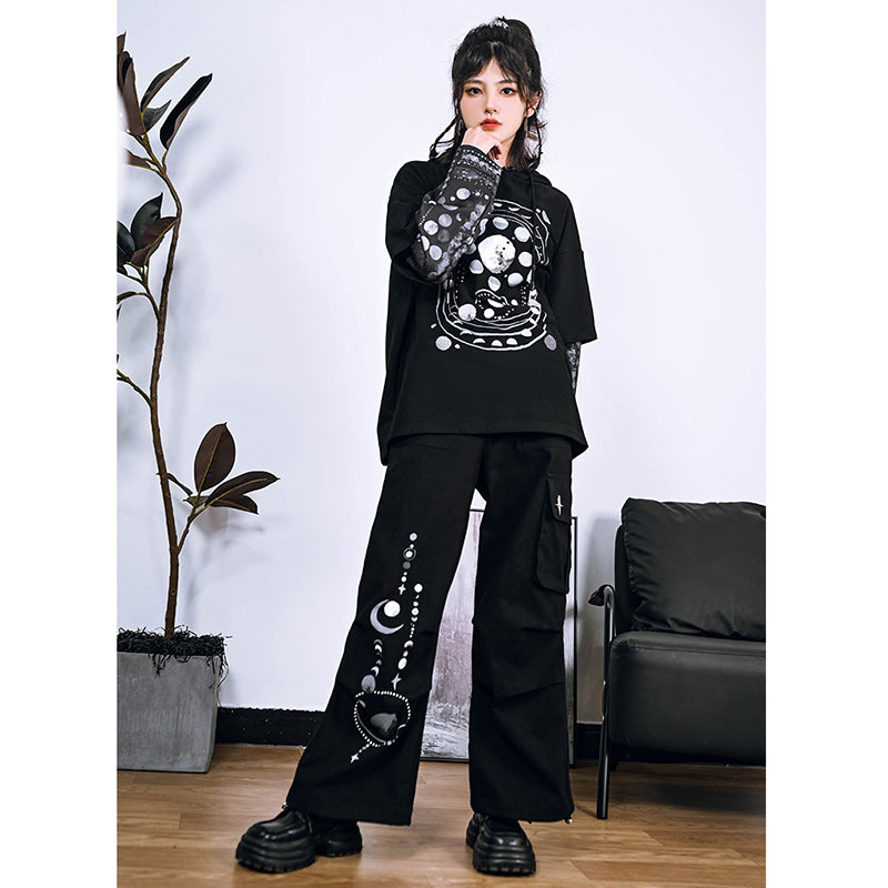 [Kokaisha---Butterfly Gin Series] Chinese-style trousers, bottoms, gaucho pants, original, slimming, switching, floral pattern