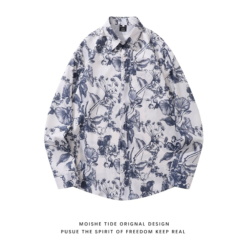 [MOISHE TIDE Series]★China style shirt★ Tops, long sleeve shirt, unisex, men's, easy to match