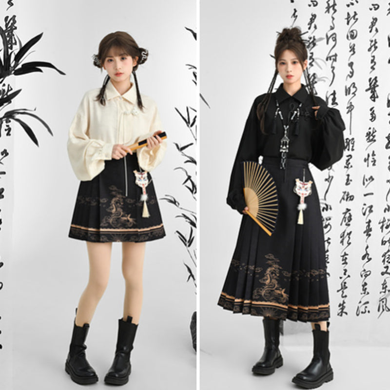 [Mori Onna Buraku Series] ★China style skirt★ 2 types available Long length or short length Bottoms Original