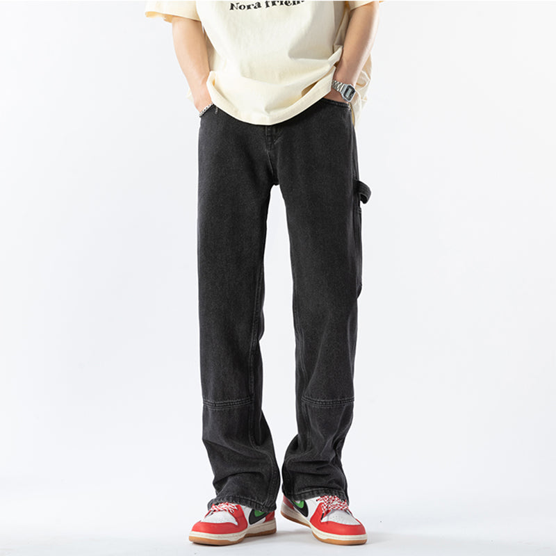 [V37 Series]★Pants★ 2color Denim Pants Bottoms Unisex Men's Simple Black Blue