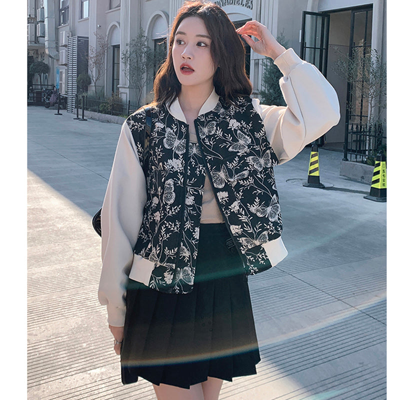 [XIAOMIFENG Series] ★China style outerwear★ Jacket, floral pattern, stadium jacket, switching, casual, stylish