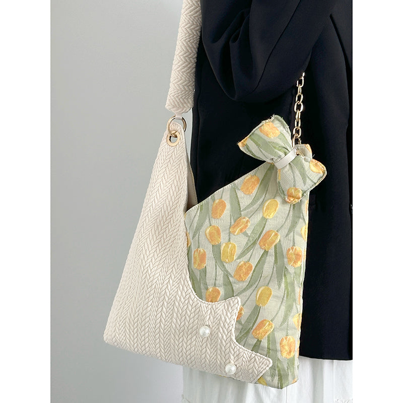 [DAZE &amp; ERPANG series] ★Bag★ Check pattern, floral pattern, cute, date, commuting, OL, office, rectangular, improves temperament