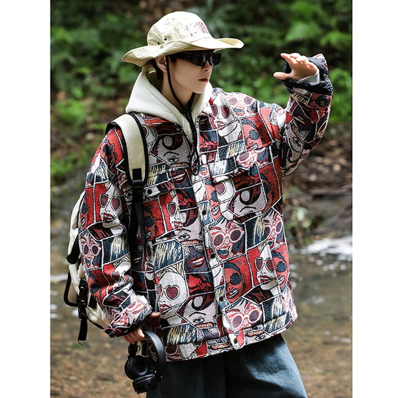 [OULANGSEN Series] ★Jacket★ Outerwear Unisex Men's Large Size Human Pattern Casual