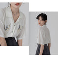 Load image into Gallery viewer, [HUAYUXIN Series] ★Tops★ 2color Shirt Short Sleeve Embroidery Women's Temperament Enhancement Chiffon Black White
