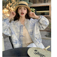 Load image into Gallery viewer, [GEXIAOJIE series] ★China style outerwear★ Jacket, floral pattern, stadium jacket, switching, casual, blue
