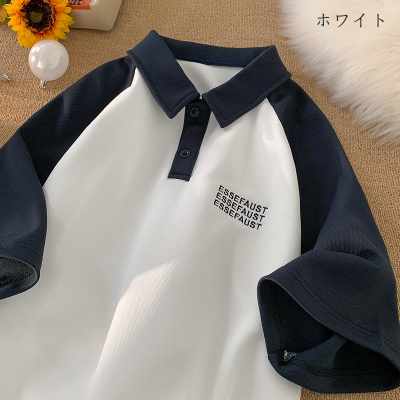 【NANSHIシリーズ】★POLOシャツ★ 3color トップス 半袖 男女兼用 メンズ 大きいサイズ 配色 おしゃれ