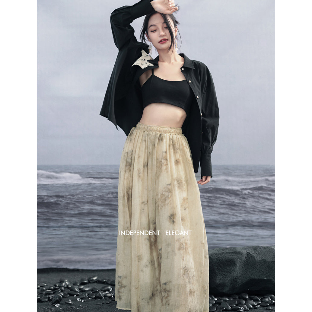 [Big Blue Dragon Series]★China style trousers★Bottoms Gaucho pants Loose Casual Black Black