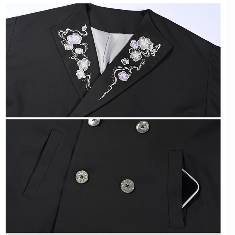 ✿New item! [Kokaisha --- Butterfly Series] ★China style coat★ Blazer outerwear embroidery black black easy to match