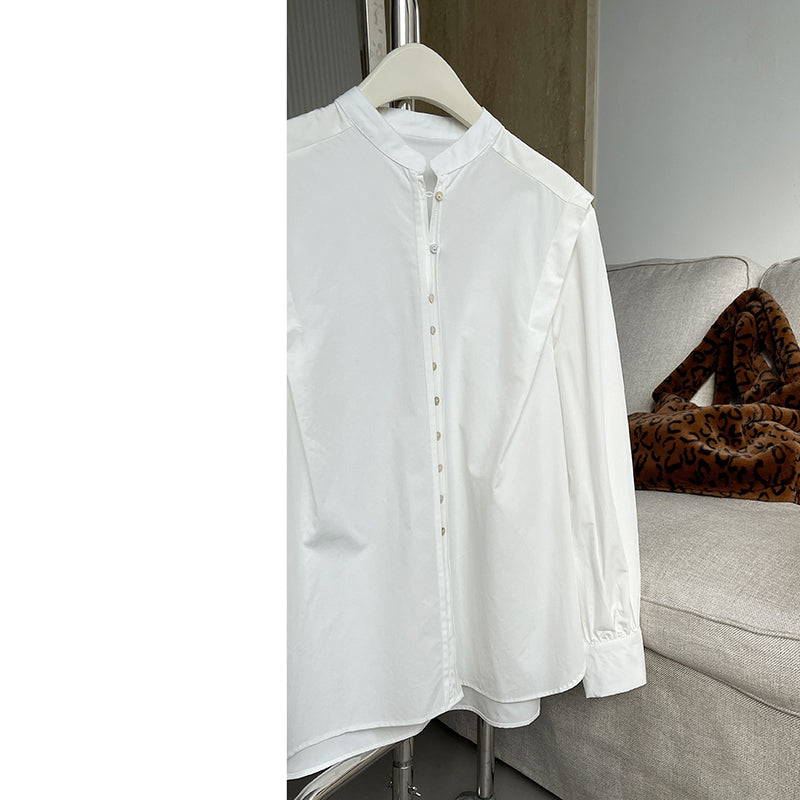 [Tachibana Series]★Shirt★ Tops, long sleeve shirts, women's, improves temperament, simple, white, easy to match