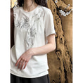 Load image into Gallery viewer, [Tachibana Series] ★China Style T-shirt★ 2color Tops Bamboo Embroidery Women's Chinese Clothing Improves Temperament Cotton
