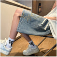 Load image into Gallery viewer, [SENSU Series] ★Chinese-style pants★ 3 colors, embroidered shorts, short pants, bottoms, unisex, men's, large size, denim
