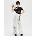 Load image into Gallery viewer, [Kokaisha---Butterfly Gin Series] Chinese-style trousers, bottoms, gaucho pants, original, slimming, switching, floral pattern
