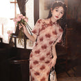 Load image into Gallery viewer, [HLQ Series] ★Chinese Dress★ Chinese-style dress with floral pattern for parties, retro weddings, and a stylish look
