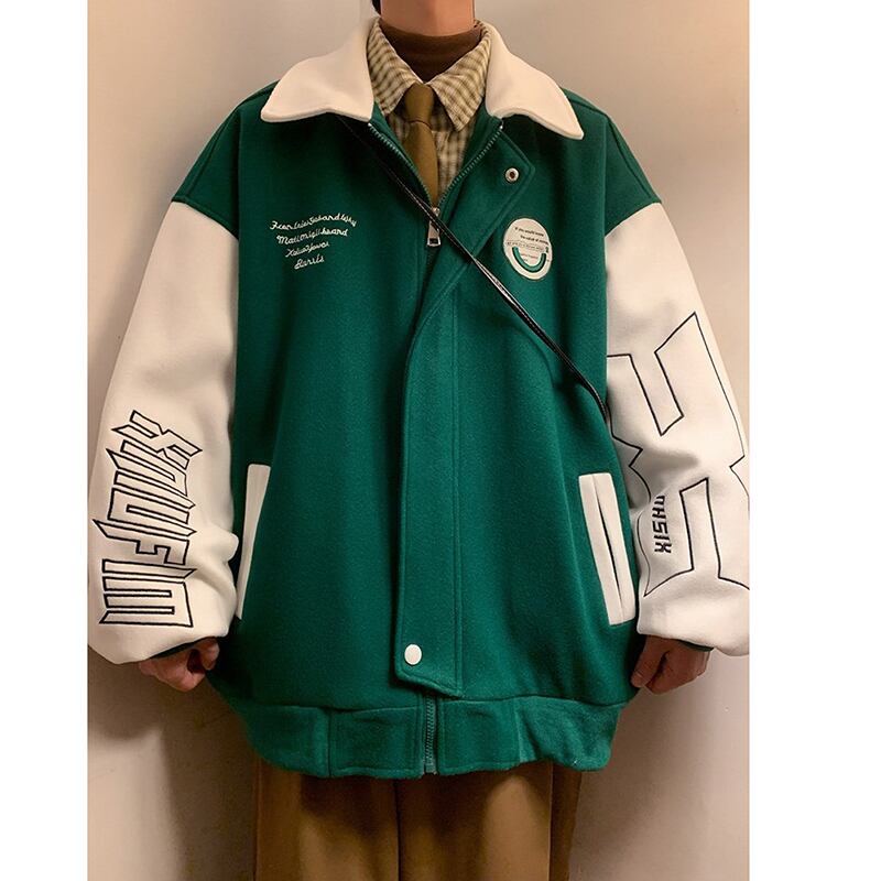 [NANSHI Series]★Jacket★ 3color Stadium Jacket Outerwear Unisex Men's Color Scheme Rasha Black Brown Green