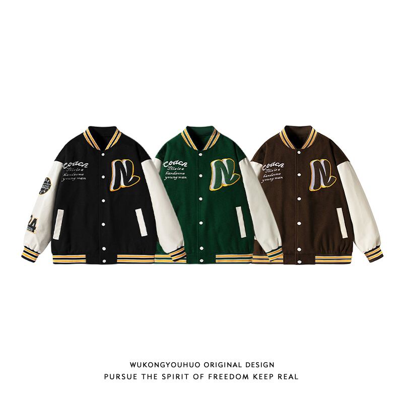 [CHENSHI Series]★Stadium Jacket★ 3color Outer Jacket Unisex Men's Black Green Coffee Color