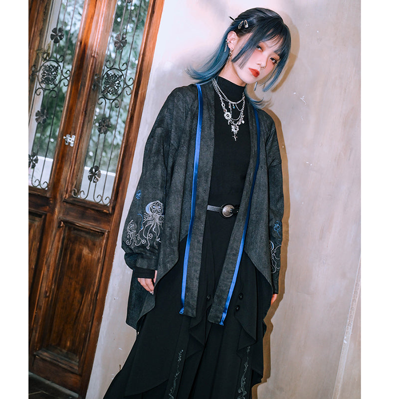 [Kokaisha---Butterfly Gin Series] ★Chinese-style top★ Happi coat, outerwear, unique, embroidered, butterfly, retro, easy to match