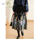 [XIAOER Series]★China style skirt★ 3color floral pattern skirt bottoms elastic waist, easy to match for commuting, dates