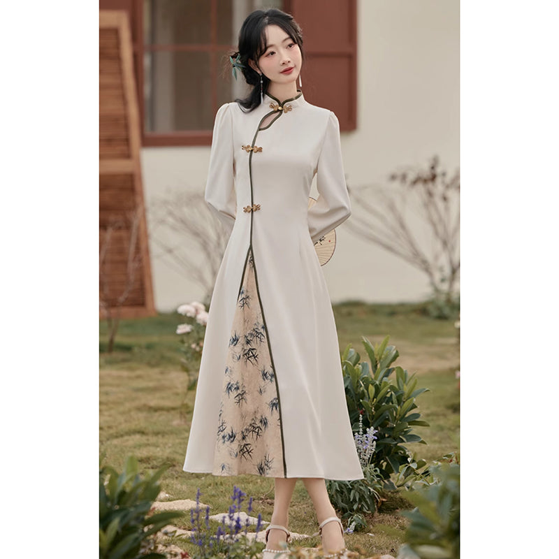 [Hanamori Series]★Chinese style dress★ Improved Chinese dress, fake layered, cute Chinese clothing