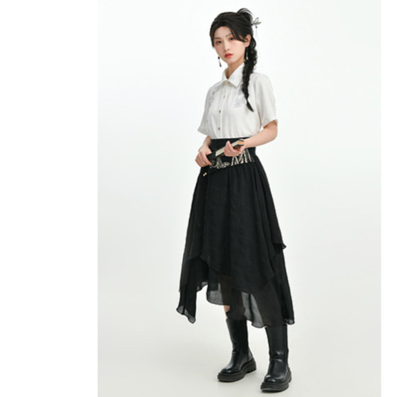 [Kokaisha---Butterfly Gin Series] Chinese-style trousers, bottoms, gaucho pants, original, slimming, switching, floral pattern