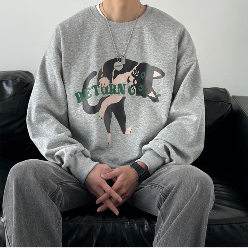 [V37 Series] ★Tops★ 3color Sweatshirt Unisex Men's Cat Cat Dog Cartoon Animal Pattern