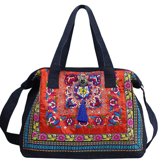 [MIYA Series]★China style bag★ Large capacity shoulder bag with ornaments Ethnic style embroidery Unique