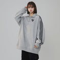 Load image into Gallery viewer, [Fujiiman series] ★Tops★ 3color sweatshirt POLO neck unisex men's vertical striped striped pattern gray white black
