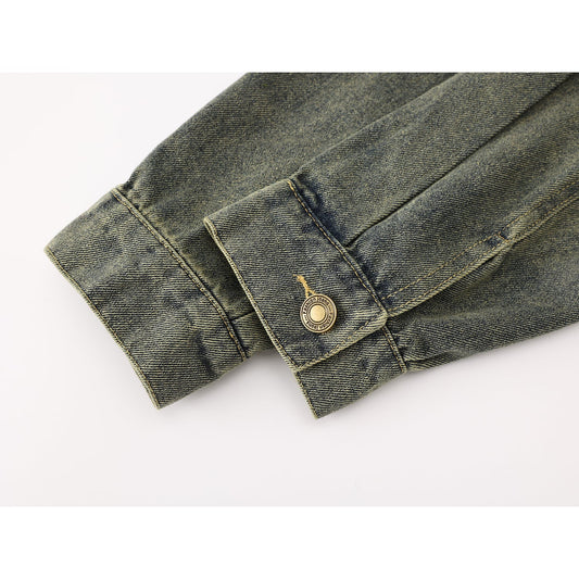 [LHSEN Series] ★Outer★ Denim Jacket Jacket Jeans Mini Length Ladies Color Scheme