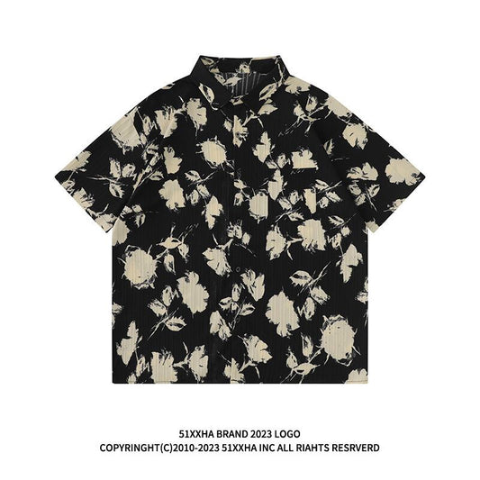 [51XIHA Series]★Shirt★ 2color Tops Unisex Men's Large Size Summer Clothes Short Sleeve Shirt Floral Print Shirt Retro