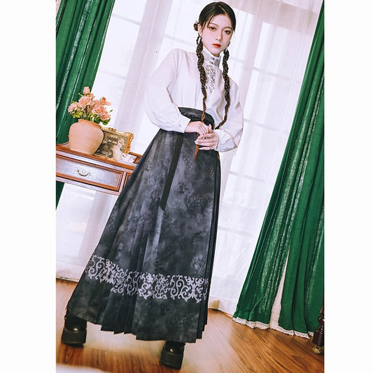 ✿New item! [Ancient monster house---Dragon dyeing series]★China style skirt★Maki skirt Bottoms Hanfu skirt Ink pattern