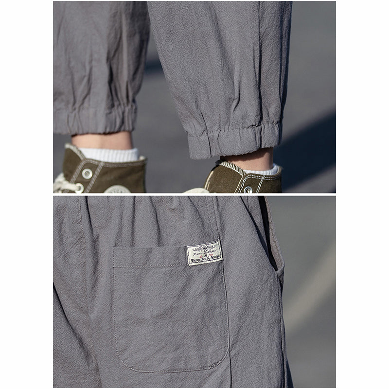 [HUICHUN Series] ★ Pants ★ 4 colors Bottoms Unisex Men's Large Size Plain 8/10th Length Cotton Linen